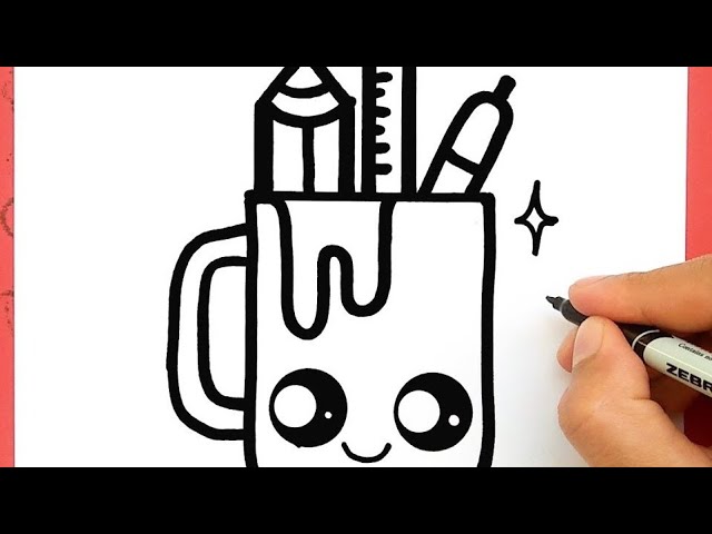 How to draw a cute Pencil Case, Draw cute things - YouTube
