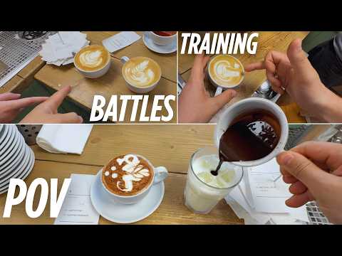 POV- Full barista shift at a BUSY cafe (Cafe rushes, Latte art battles, Barista training)