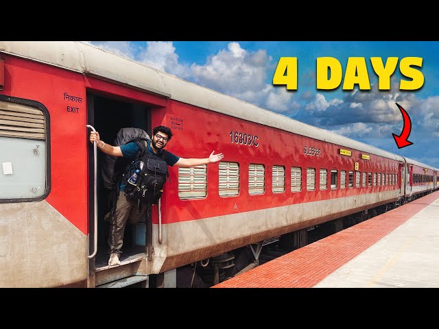 I spent 4 Days Inside INDIA'S LONGEST TRAIN (78+ Hours)  🚂 class=