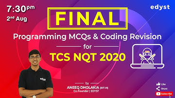 Final Programming MCQs & Coding Revision | TCS NQT 2020 | Edyst