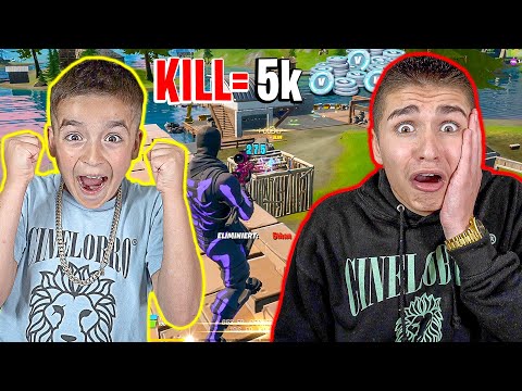 Mein KLEINER BRUDER bekommt pro Kill 5000 V-Bucks in Fortnite! *TEUER*