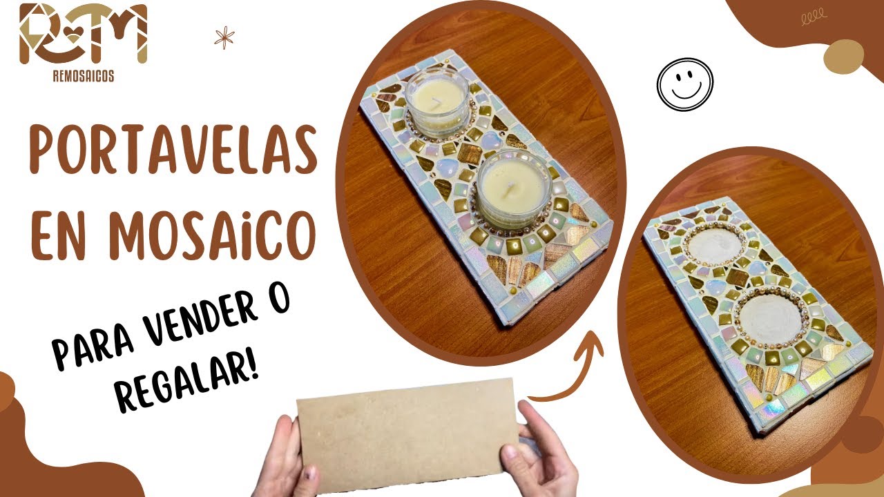 Crea un portavelas en mosaico desde un listón de madera, perfecto para vender o regalar!