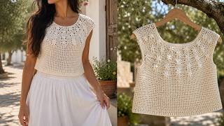How to crochet raglan flower pattern summer top   #crochet #crocheting #crochettutorial