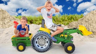 Stories about Tractors John Deere, Case and Excavator JCB - Compilation for kids