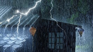 Defeat Stress & Insomnia, Sleep Instantly | Heavy Pouring Rain on Tin Roof & Powerful Thunder Sounds