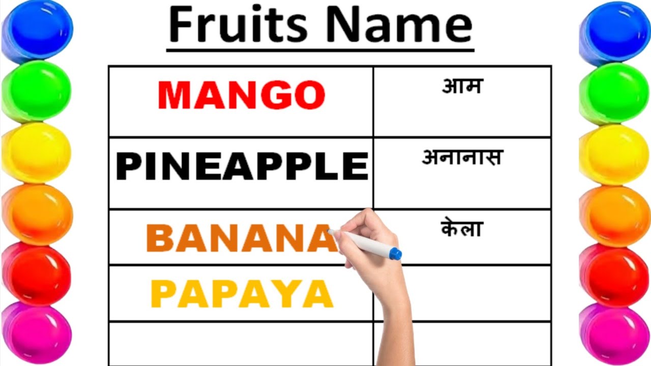Fruits name for kindergarten ! फलों के नाम इंग्लिश और हिन्दी में ! Fruits 🍒🍎 name in english mein !