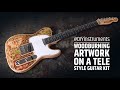 Assembling a tele style electric DIY guitar kit and wood burning the artwork