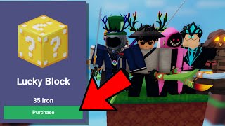 1v50, but you can buy Lucky Block with Iron (Roblox Bedwars)