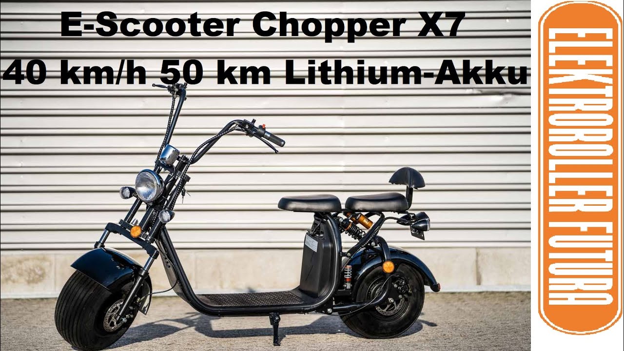 Elektro Enduro 45 Km/h Mit Straßenzulassung Elektroroller mit Straßenzulassung Chopper X7 Elektroroller-Futura 1599