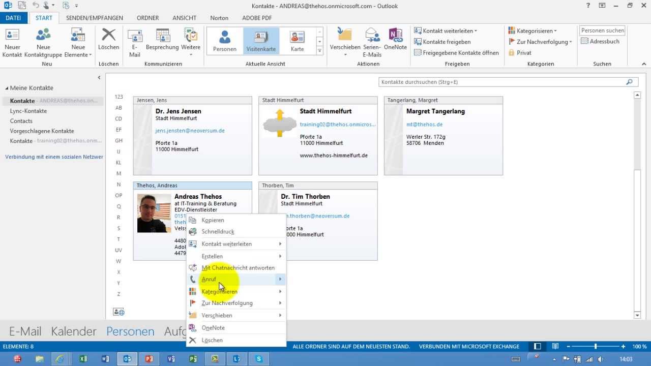 Skype For Business Outlook Kontakte Werden Nicht Angezeigt Outlook - Kontakte über Skype anrufen - YouTube