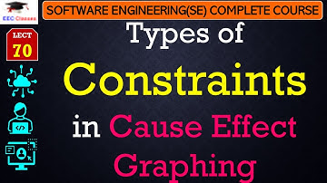 L70: Types of Constraints in Cause Effect Graphing | Software Engineering Lectures(Course) in Hindi