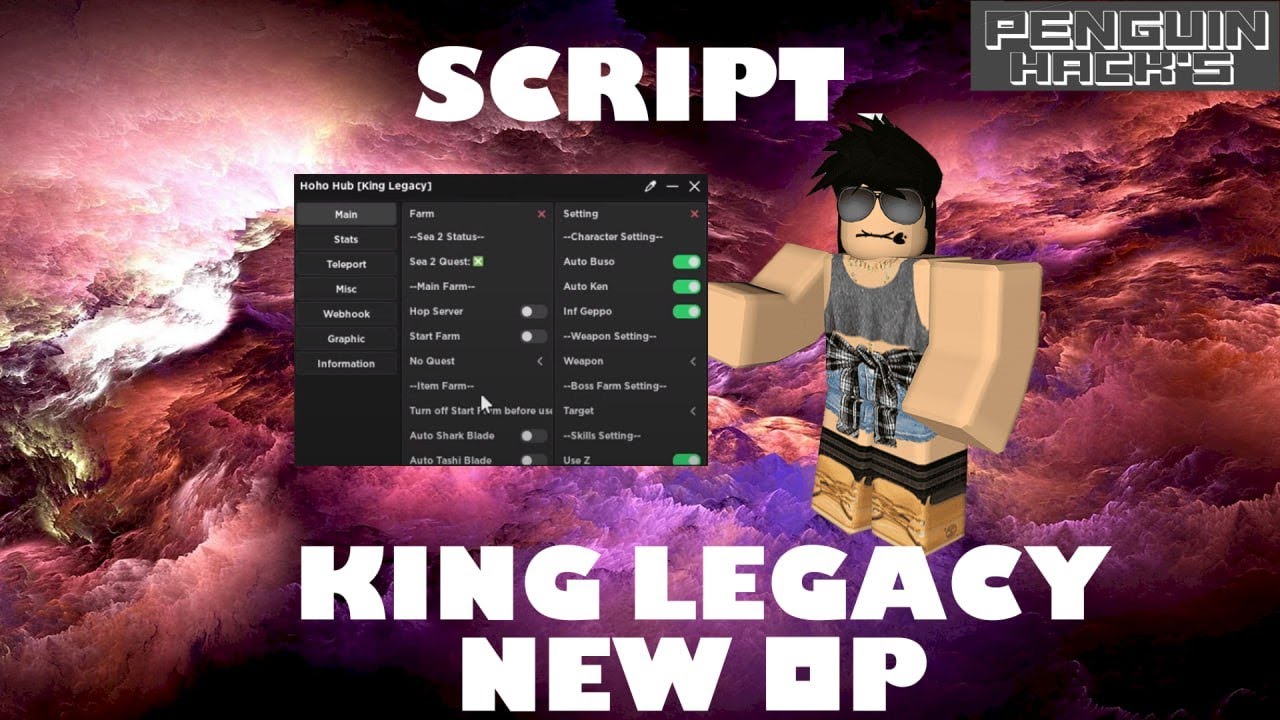 PASTEBIN ][ NEW UPDATED ][ KING LEGACY SCRIPT/HACK ROBLOX - FREE ][ LEVEL  AUTO FARM, AUTO RAID ] 