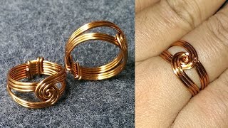 How to make wire  twisted round ring - handmade copper jewelry 132