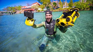 Exploring 130ft DEEP Cave With Underwater Drone!! (Whats at the bottom??) *Mystery Solved*