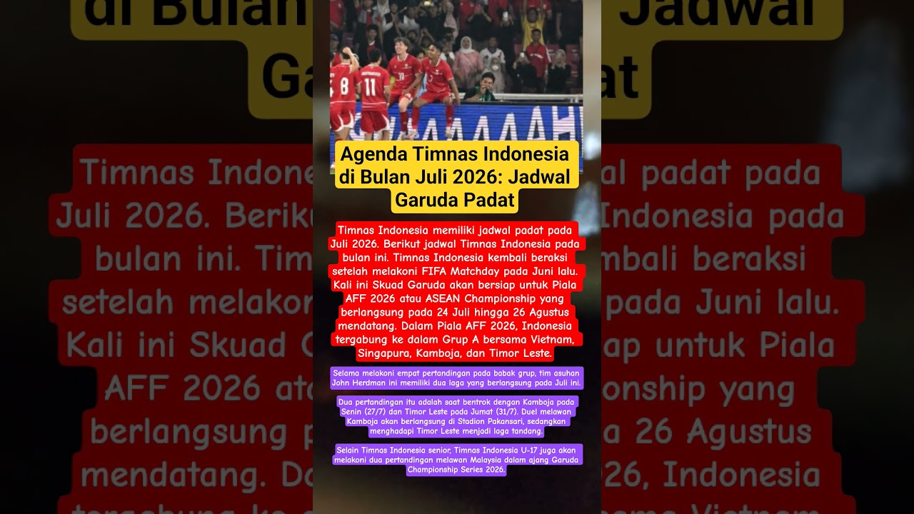 Cover Agenda Timnas Indonesia di Bulan Juli 2026: Jadwal Garuda Padat