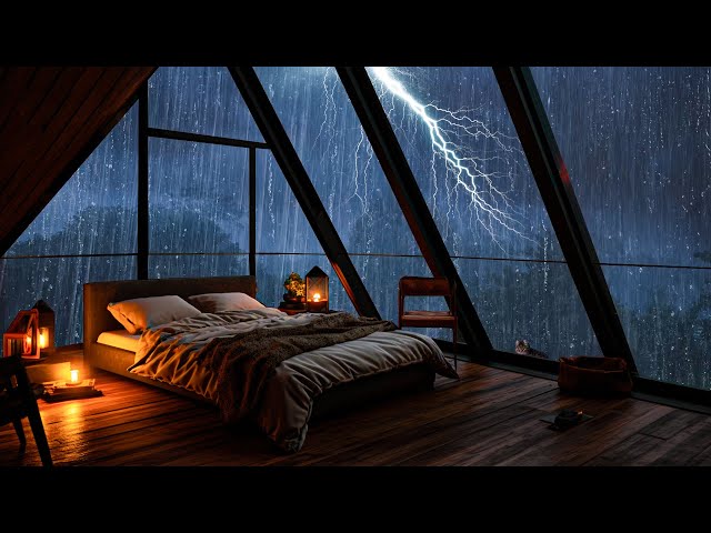 Regengeräusche zum einschlafen – Starker Regen, Wind und Donner In der Nacht - Rain Sound #3 class=
