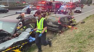 Driver Helped from Crashed Vehicle
