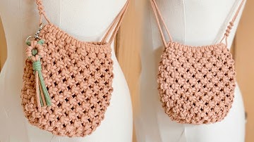 Macrame Mini Bucket Bag with Simple Adjustable Strap | TUTORIAL