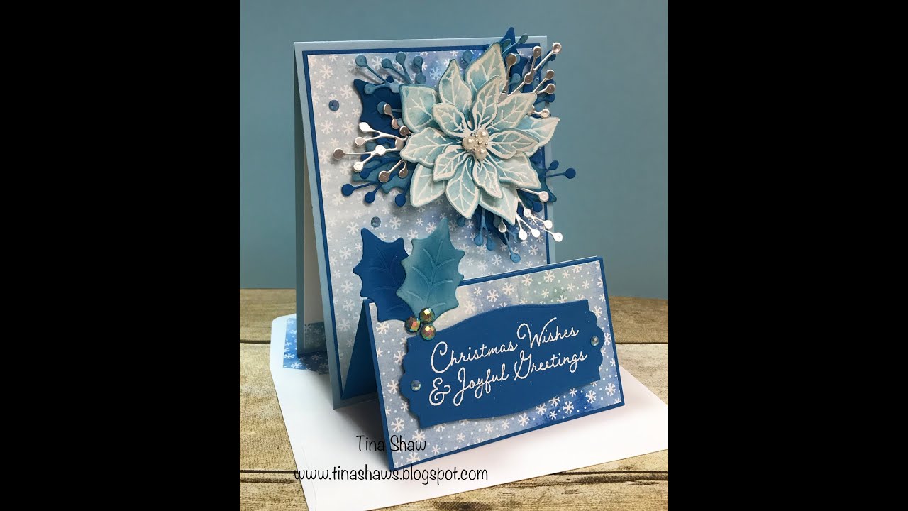 Fancy Fold Easel Poinsettia Card
