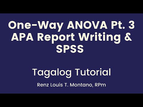 Video One-Way ANOVA Part 3 - APA Report Writing SPSS |... - youtube