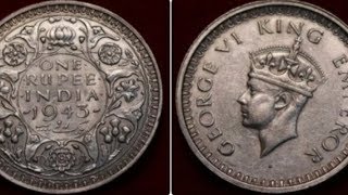 ONE RUPEE INDIA 1943 Coin VALUE + REVIEW - George VI