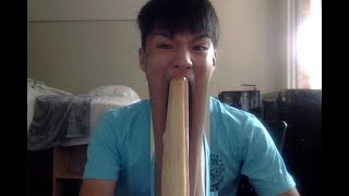 eating a baguette vertically
