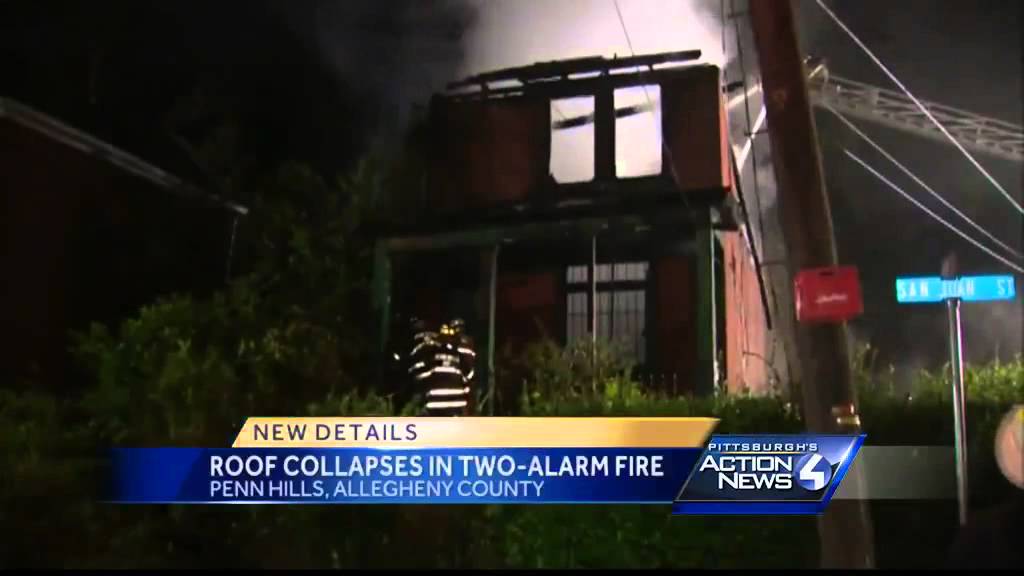 Roof collapses in Penn Hills house fire - YouTube