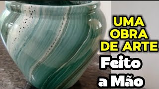 Transformei um Vaso de Cimento Comum em um Imitando Granito de Luxo – Técnica Simples e Incrível!"