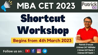 MBA CET 2023 Shortcut Workshop | CET | Patrick D'souza | 3 times CET Rank 1 screenshot 3