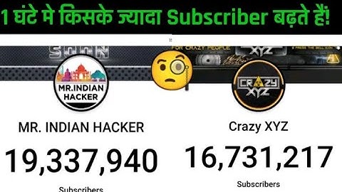 Mr. Indian hacker vs crazy xyz live subscriber count | Ek ghante me kiska jyada subscriber badhega