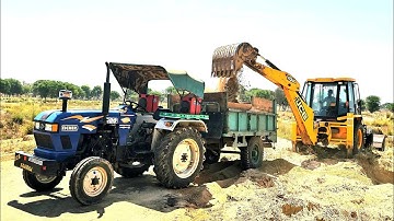 Jcb 3Dx Xpert  Backhoe Loading Field Mud | Eicher 380, Massey 241 Massey 1035 Tractor| Tractor Stunt