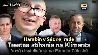 Harabin v Súdnej rade, trestne stíhaný Juraj Kliment a nová disciplinárka na Pamelu Záleskú #md16x99