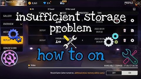free fire insufficient storage problem solution in replay options | free fire
