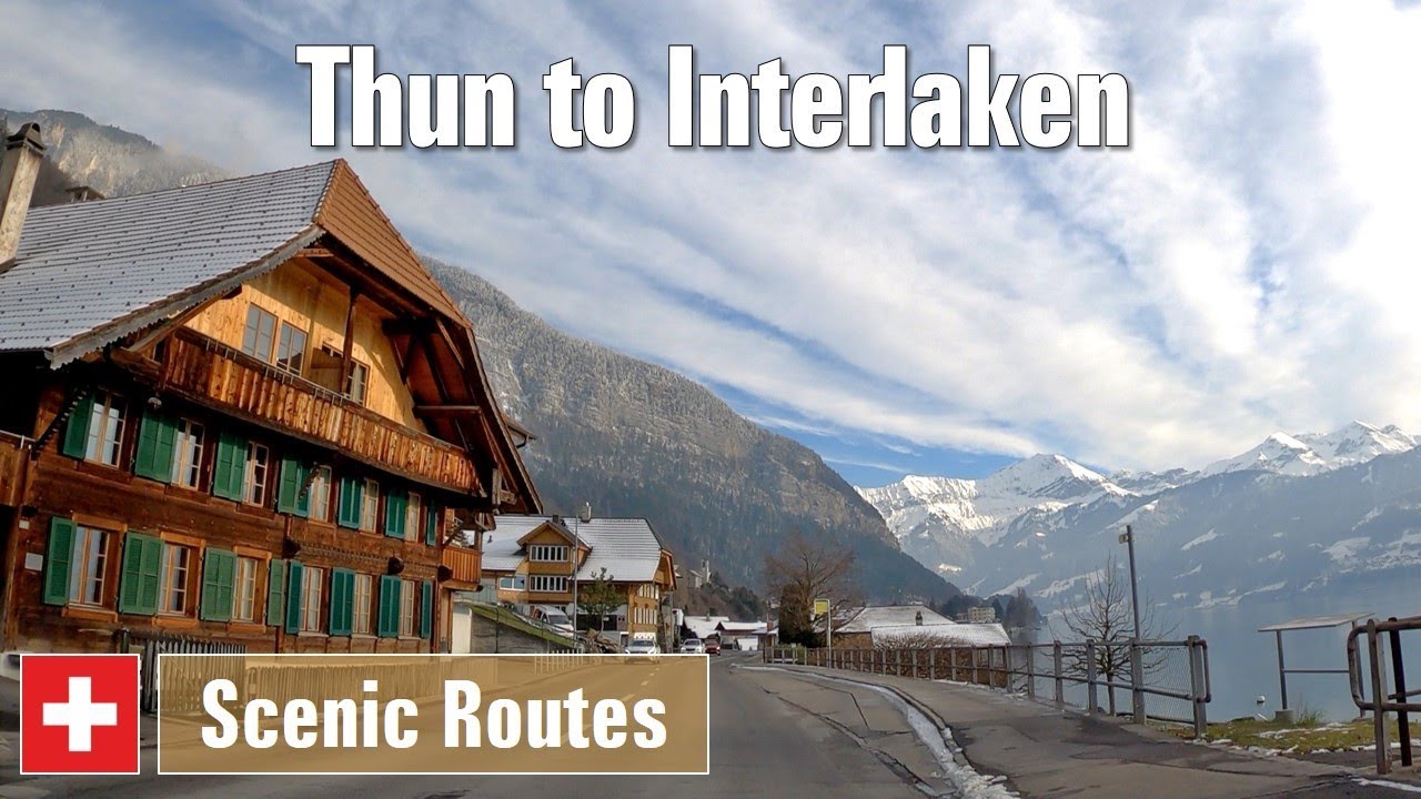 Winter Drive from Thun to Interlaken (4K) Driving on Scenic Routes