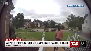 ‘I hope you get caught:’ Armed thief caught on camera stealing package from Chesterfield home