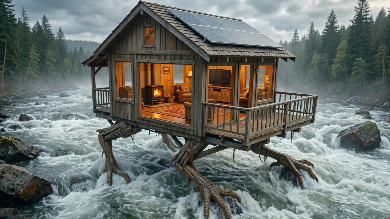 I Built a Floating House on the River (ASMR)