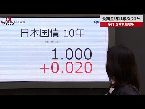 【速報】長期金利11年ぶり1% 家計、企業負担増も