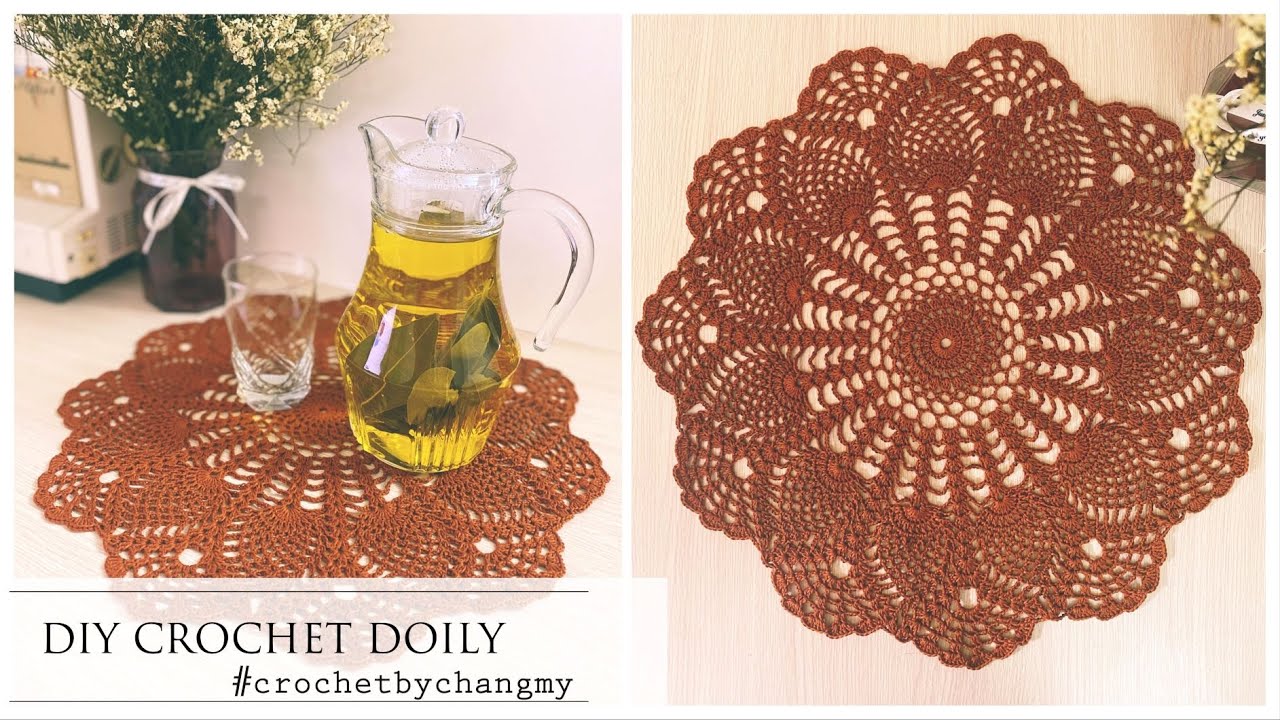 37. Вязаная крючком салфетка своими руками | Инструкции по вязанию крючком скатерти для украшения...