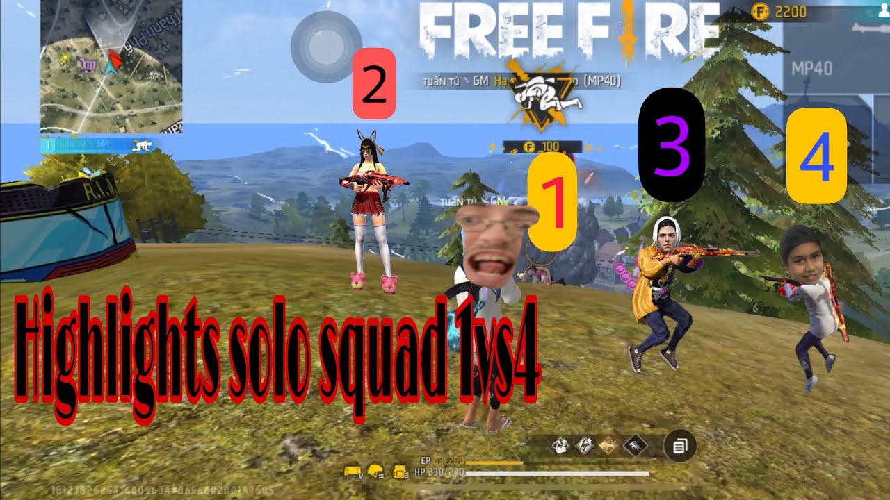 Highlights freefire| solo squad 1 vs 4 | Tuấn Tú Gaming - YouTube