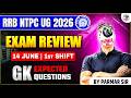 RRB NTPC UG 2026 | 14 JUNE (1ST SHIFT) GK PAPER REVIEW | MOST EXPECTED QUESTIONS BY PARMAR SIR