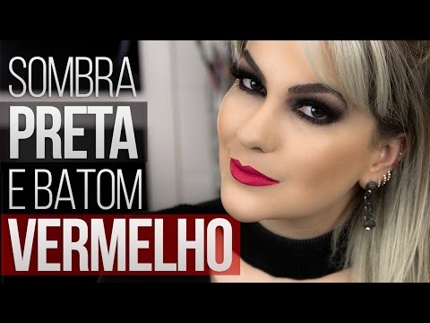 MAQUIAGEM COM SOMBRA PRETA E BATOM VERMELHO POR ALICE SALAZAR