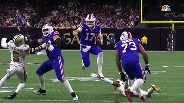 Josh Allen hurdles around defender & throws TD to Dawson Knox