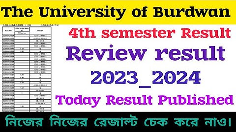 4th semester Review Results 2023-24 || Burdwan University CBCS 4th sem result Today result published