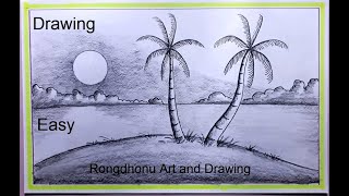 How to Draw Landscape Scenery | Drawing Sunset Scenery Step by Step with Pencil