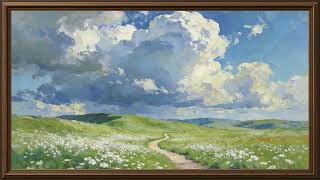 Heavenly Clouds Over a Wildflower Prairie | Serene Nature Oil Painting TV Art & Floral Screensaver screenshot 3