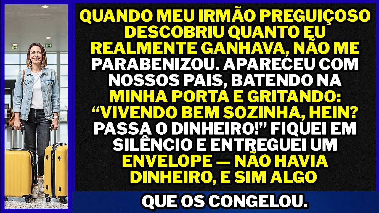 Meu irmão PREGUIÇOSO DESCOBRIU meu salário. Em vez de me parabenizar, trouxe nossos pais exigindo...