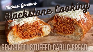 Spaghetti Stuffed Garlic Bread