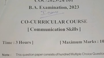 CU CURRICULUM PREVIOUS QUESTION PAPER COMMUNICATION SKILLS 2023 BA FIRST SEM SDSUV EXAM PREPARATION