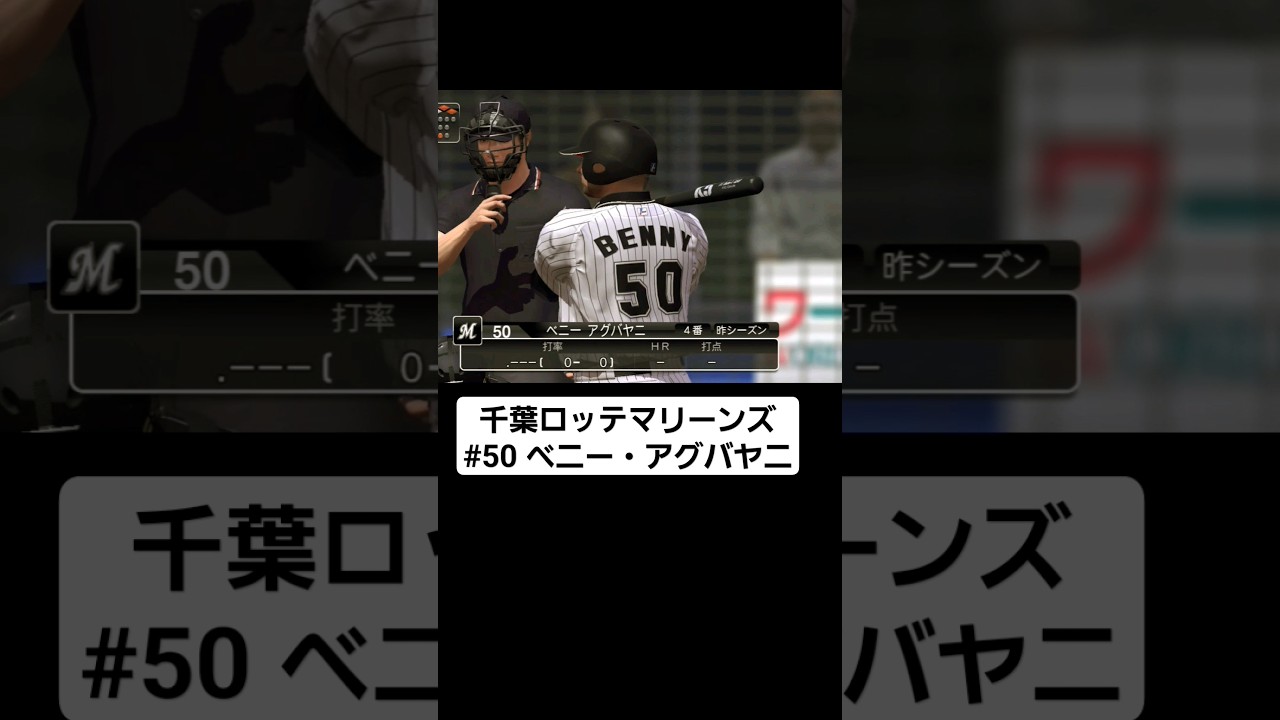 ベニー・アグバヤニ 千葉ロッテマリーンズ YouTube プロ野球チップス 
