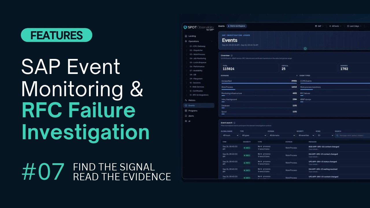 SAP Event Monitoring & RFC Failure Investigation | SPOT Observability for SAP